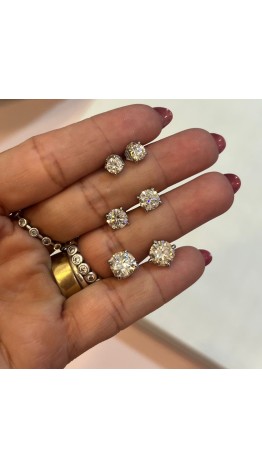 BRINCOS  MOISSANITE  2.CT PONTO DE LUZ  8MM PRATA 925